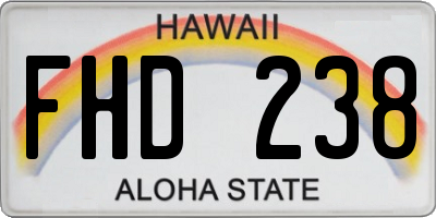 HI license plate FHD238