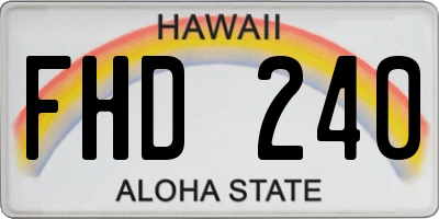 HI license plate FHD240