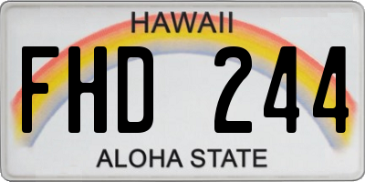 HI license plate FHD244
