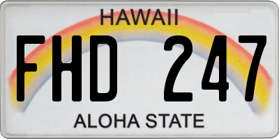 HI license plate FHD247