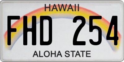 HI license plate FHD254