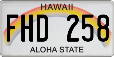 HI license plate FHD258