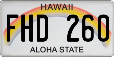 HI license plate FHD260