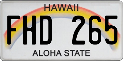 HI license plate FHD265
