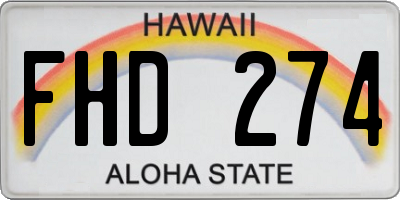 HI license plate FHD274