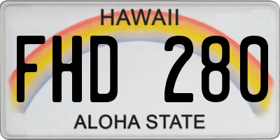 HI license plate FHD280