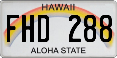 HI license plate FHD288