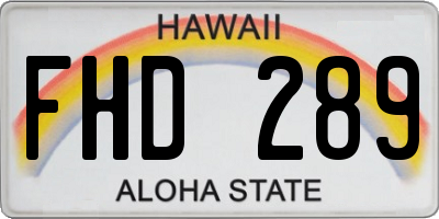 HI license plate FHD289