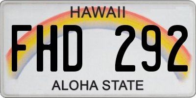 HI license plate FHD292