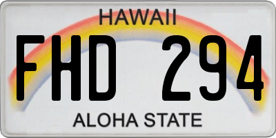 HI license plate FHD294