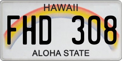 HI license plate FHD308