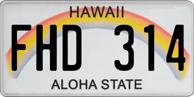 HI license plate FHD314