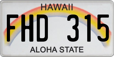 HI license plate FHD315