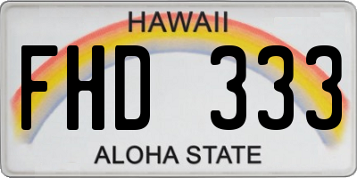 HI license plate FHD333