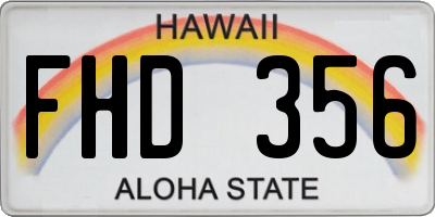 HI license plate FHD356