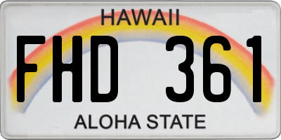 HI license plate FHD361