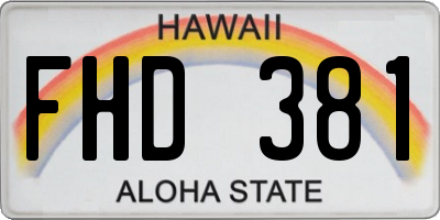 HI license plate FHD381