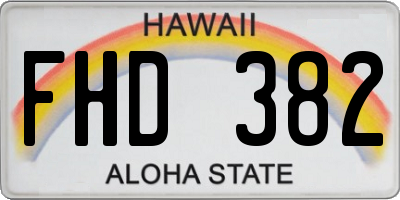 HI license plate FHD382