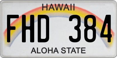 HI license plate FHD384