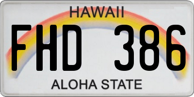 HI license plate FHD386