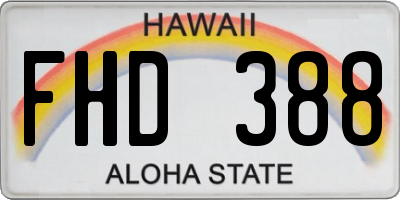 HI license plate FHD388
