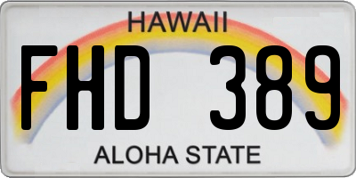 HI license plate FHD389