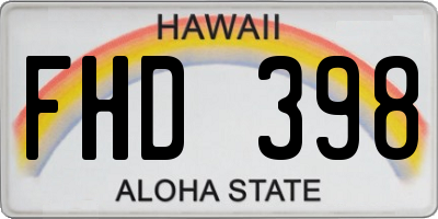 HI license plate FHD398