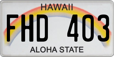 HI license plate FHD403
