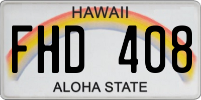 HI license plate FHD408