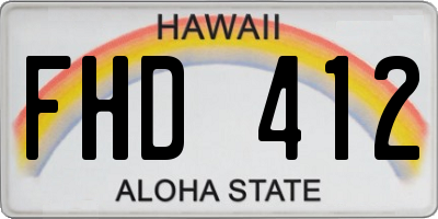 HI license plate FHD412