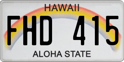 HI license plate FHD415