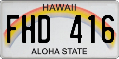 HI license plate FHD416