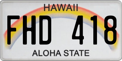 HI license plate FHD418