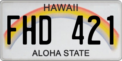 HI license plate FHD421