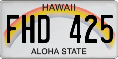HI license plate FHD425