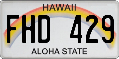 HI license plate FHD429