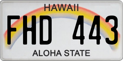 HI license plate FHD443