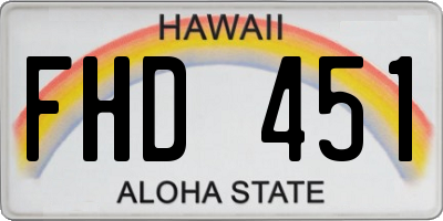 HI license plate FHD451