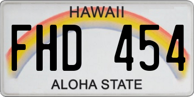 HI license plate FHD454
