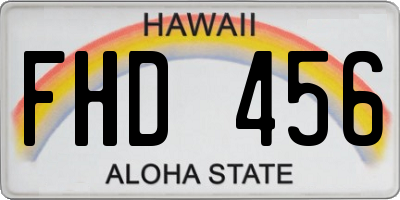 HI license plate FHD456