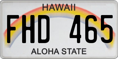 HI license plate FHD465