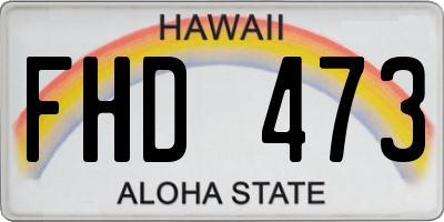 HI license plate FHD473