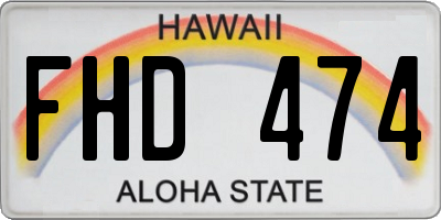 HI license plate FHD474