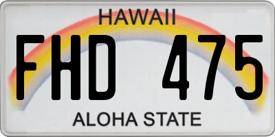 HI license plate FHD475