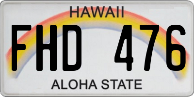 HI license plate FHD476