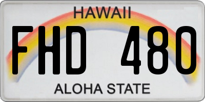 HI license plate FHD480