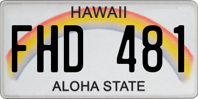 HI license plate FHD481