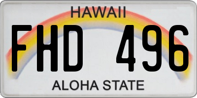 HI license plate FHD496