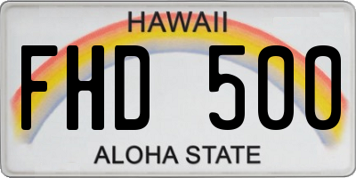 HI license plate FHD500