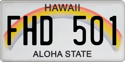 HI license plate FHD501